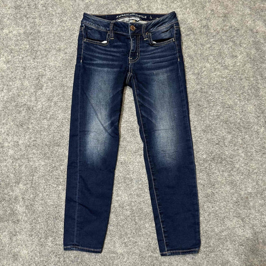 American Eagle Women's Super Stretch Crop Jeans Jegging Size 00 Regular Blue