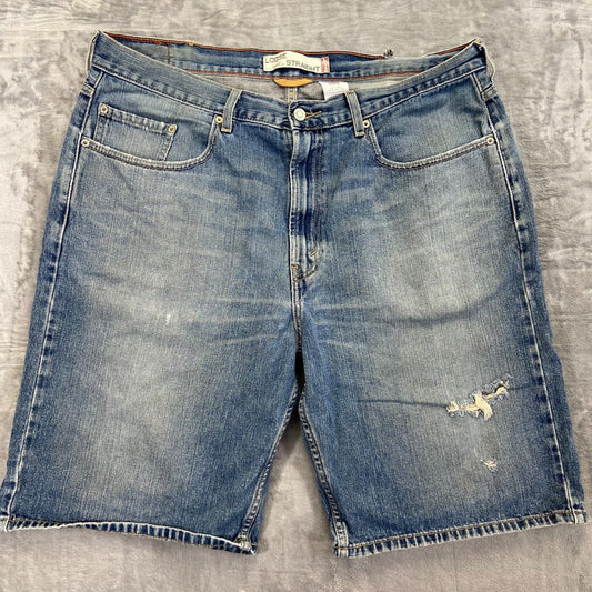 Levi's Men's Loose Straight Denim Shorts Size 36 Blue Distressed