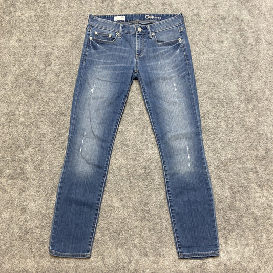 Gap 1969 Always Skinny Distressed Jeans Women's Size 26p Blue Denim