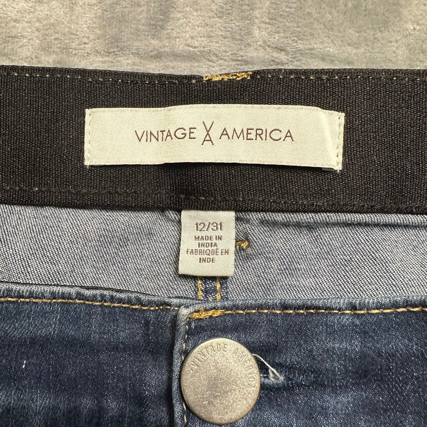 Vintage America Skinny Jeans Women's Sz 12 Dark Blue Denim