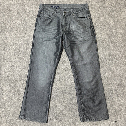 Vintage Sacred Cult Reflective Metallic Bootcut Jeans Mens Size 34x30 Silver