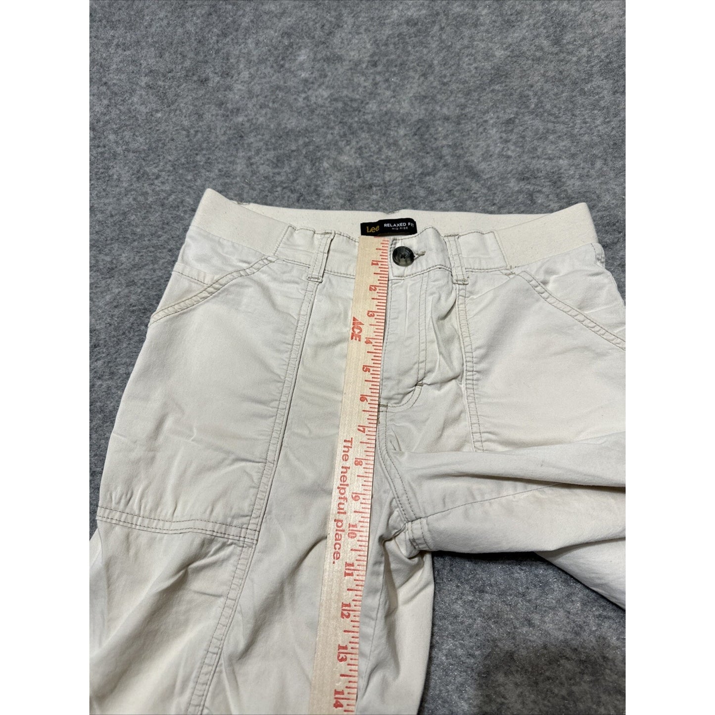 Lee Relaxed Fit Mid Rise Women's Cropped Pants Size 6M Medium White Pants