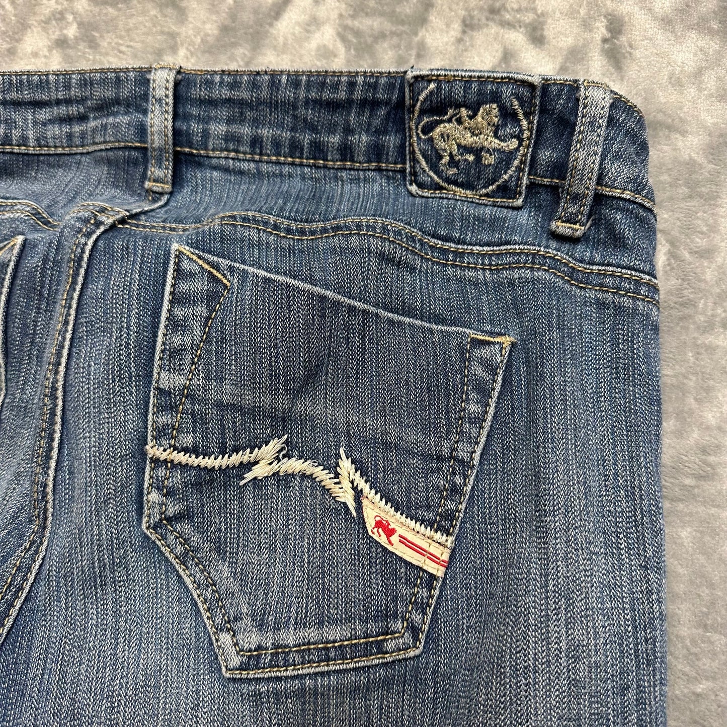 Vintage Parasuco Embroidered Stacked Skinny Jeans Women’s Size 11 Blue Denim Rare