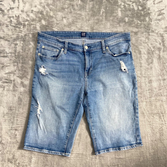Gap Bermuda Denim Shorts Men's Size 31 Blue Jorts Distressed Longer 11"