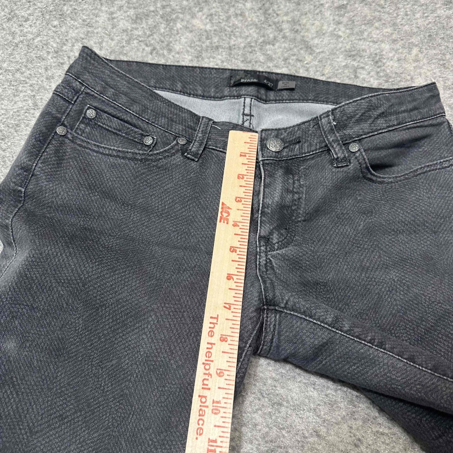 prAna Women's Straight Jeans Size 4/27 Black Dark Wash Denim