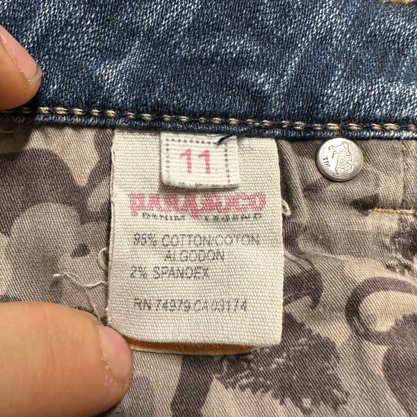 Vintage Parasuco Embroidered Stacked Skinny Jeans Women’s Size 11 Blue Denim Rare