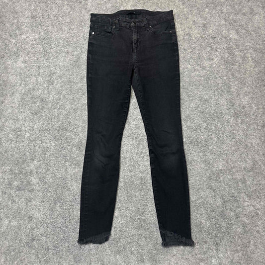 Joe's Womens Frayed Hem Ankle Skinny Jeans Size 27 Black Dark Wash Denim