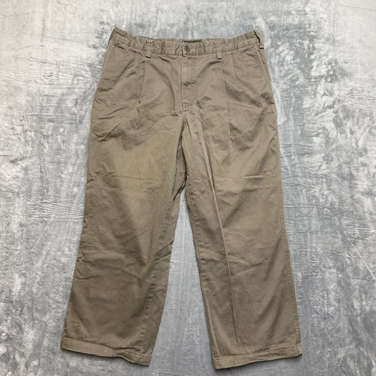 Eddie Bauer Pleated Chino Pants Men's Size 38 Green Brown Pants Olive