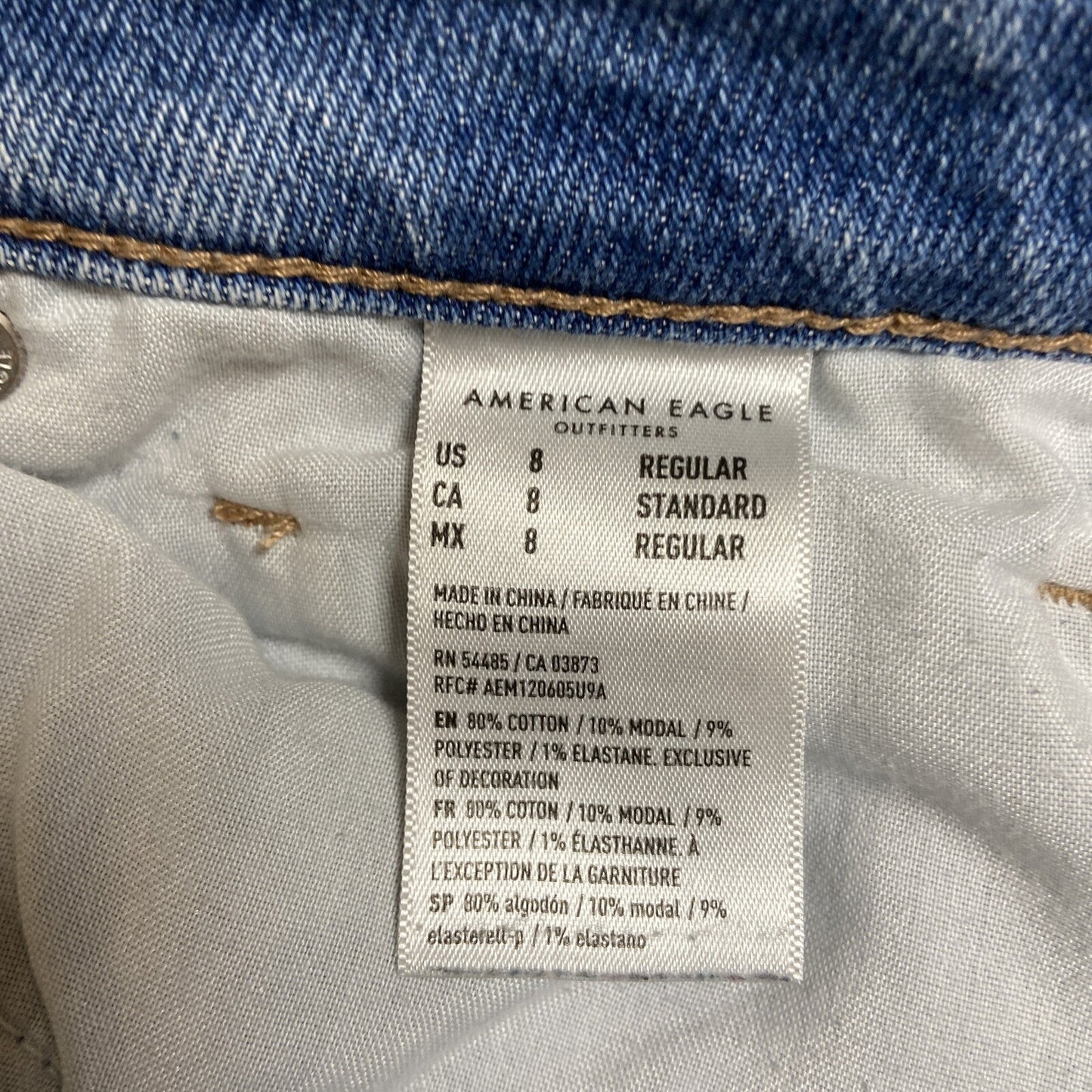 American Eagle Stretch Distressed Mom Jeans Women's Size 8R Blue