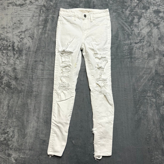 American Eagle Super Stretch X Jegging Crop Jeans Women 2 XLong White Distressed