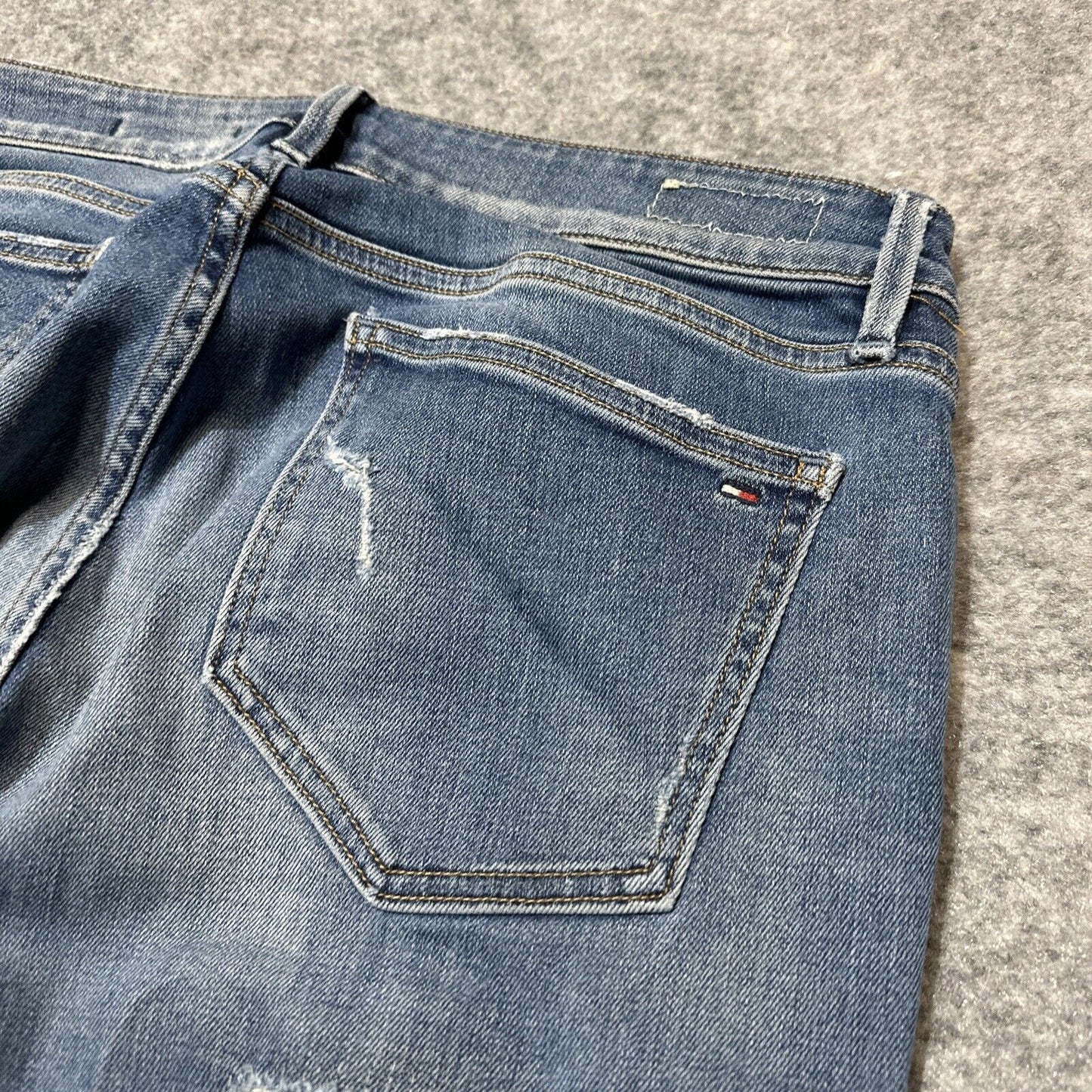Tommy Hilfiger Milan Women's Distressed Slim Jeans Size 31/30 Blue Denim