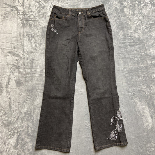 Coldwater Creek Embroidered Bootcut Jeans Women’s Size 30 Black Denim