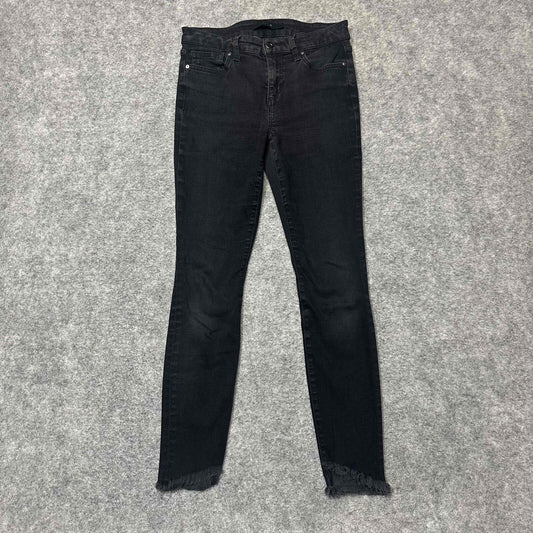 Joe's Womens Frayed Hem Ankle Skinny Jeans Size 27 Black Dark Wash Denim