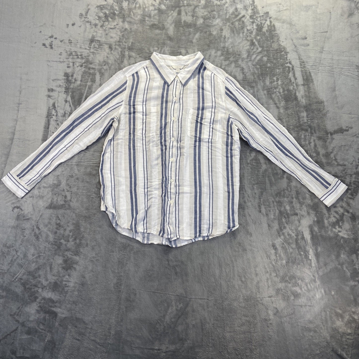 Lucky Brand Button-up Lightweight Soft Shirt Women's Size XS Blue White Stripe