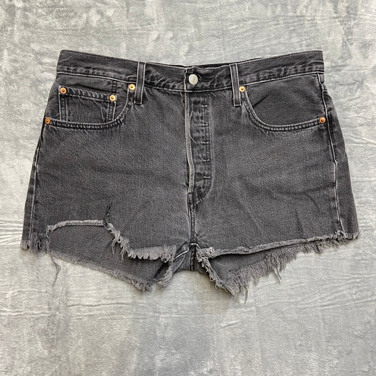 Levi's 501xx Cutoff Shorts Women's Size 31 Black Denim Button-Fly 100% Cotton