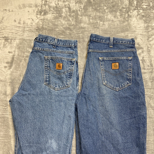Lot of 2 Carhartt Relaxed Fit Work Jeans Men's 38x30 Blue Grade A/B Wholesale