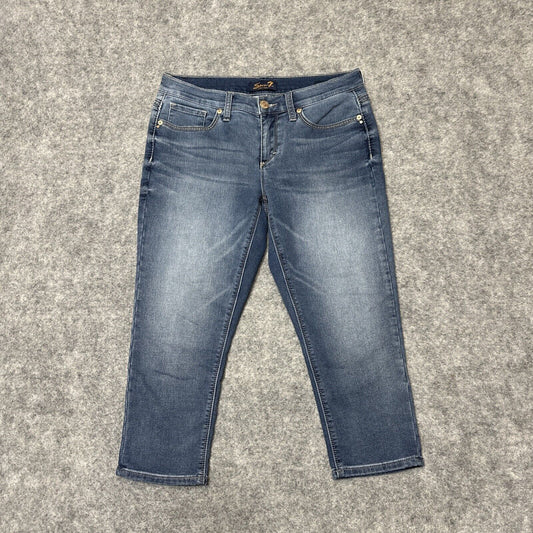 Seven7 Girlfriend Women's Cropped Jeans Size 6 Blue Medium Wash Denim