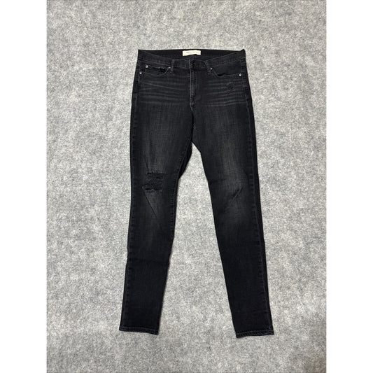 Gap 1969 True Skinny Women's Distressed Jeans Size 30L Long Black Dark Denim