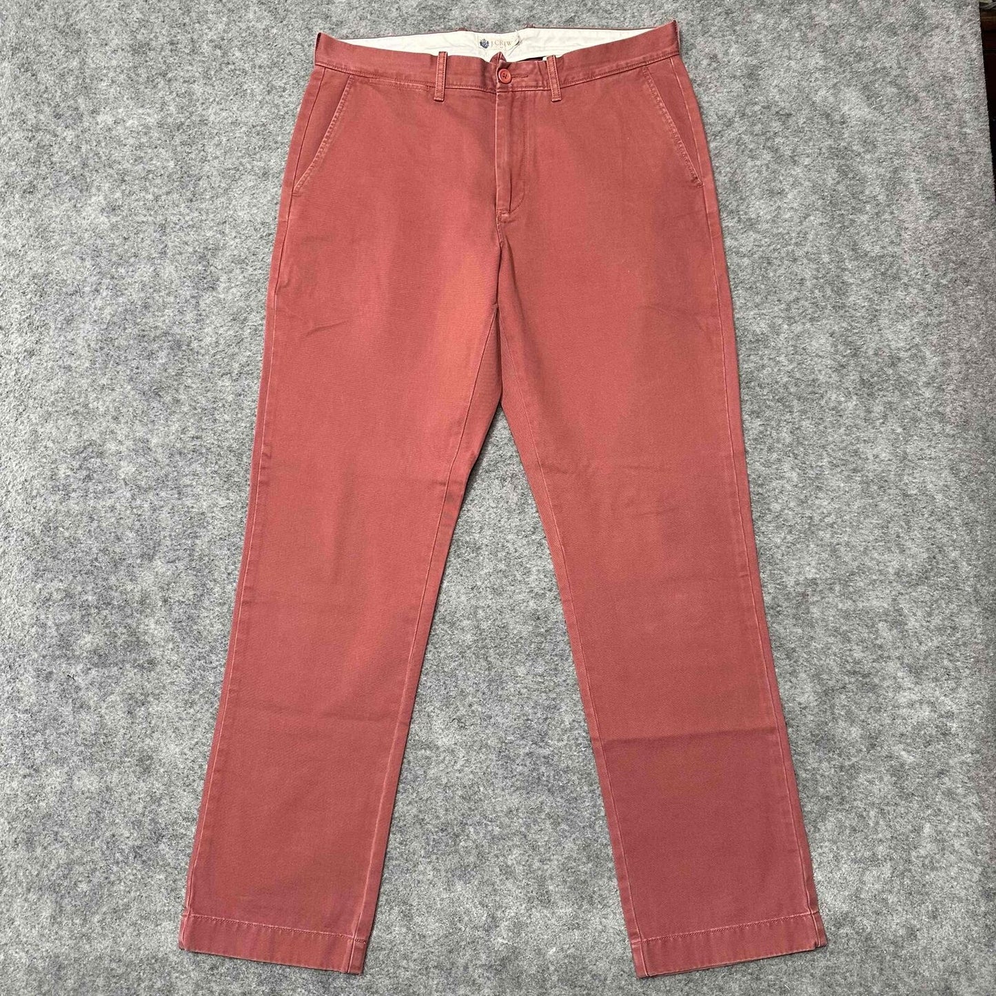J.Crew Men's Flat Front Straight Chino Pants Size 33x32 Red
