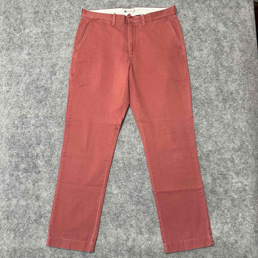 J.Crew Men's Flat Front Straight Chino Pants Size 33x32 Red