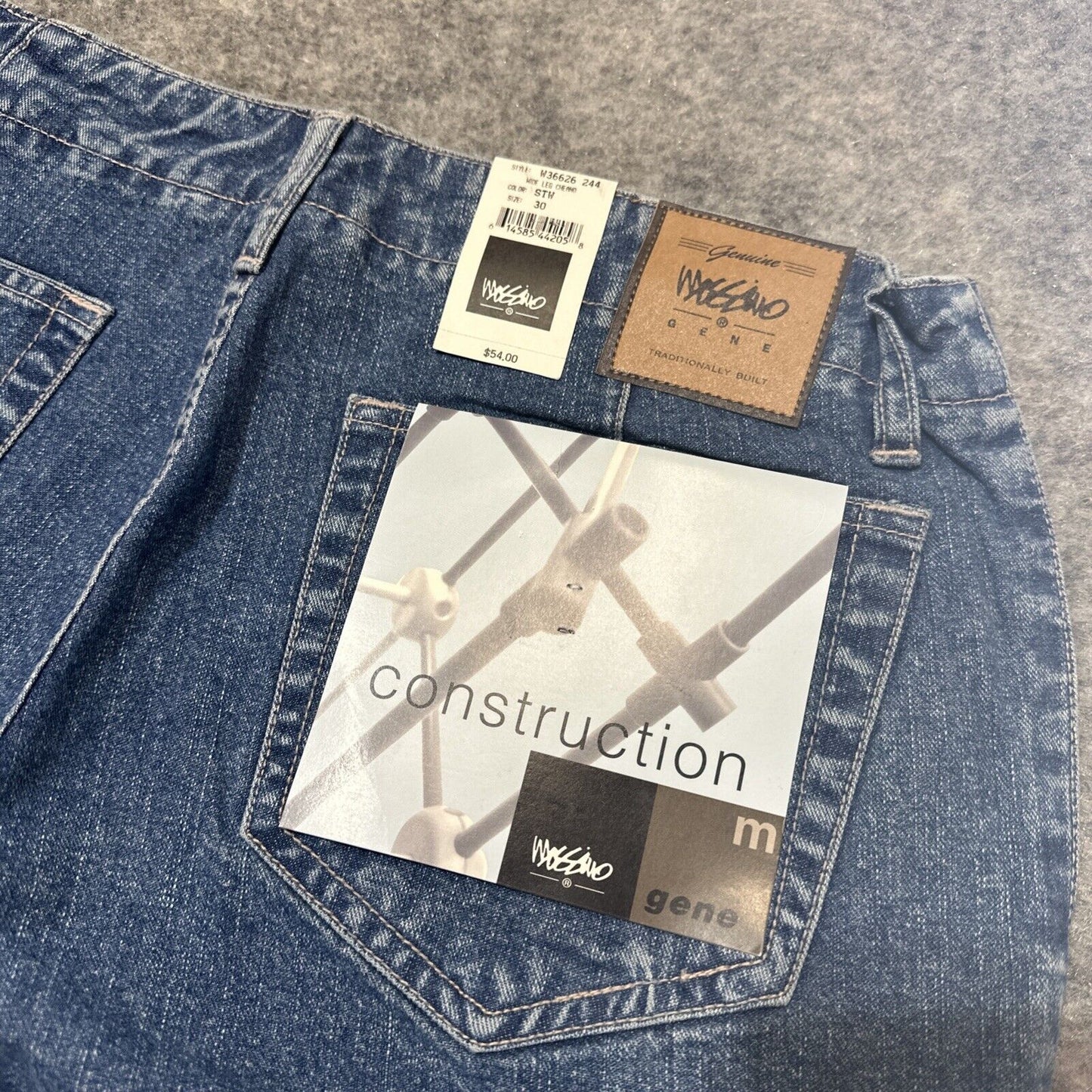 Vintage New Mossimo Gene Wide Leg Side Zip Jeans Women's Size 30 Blue Denim