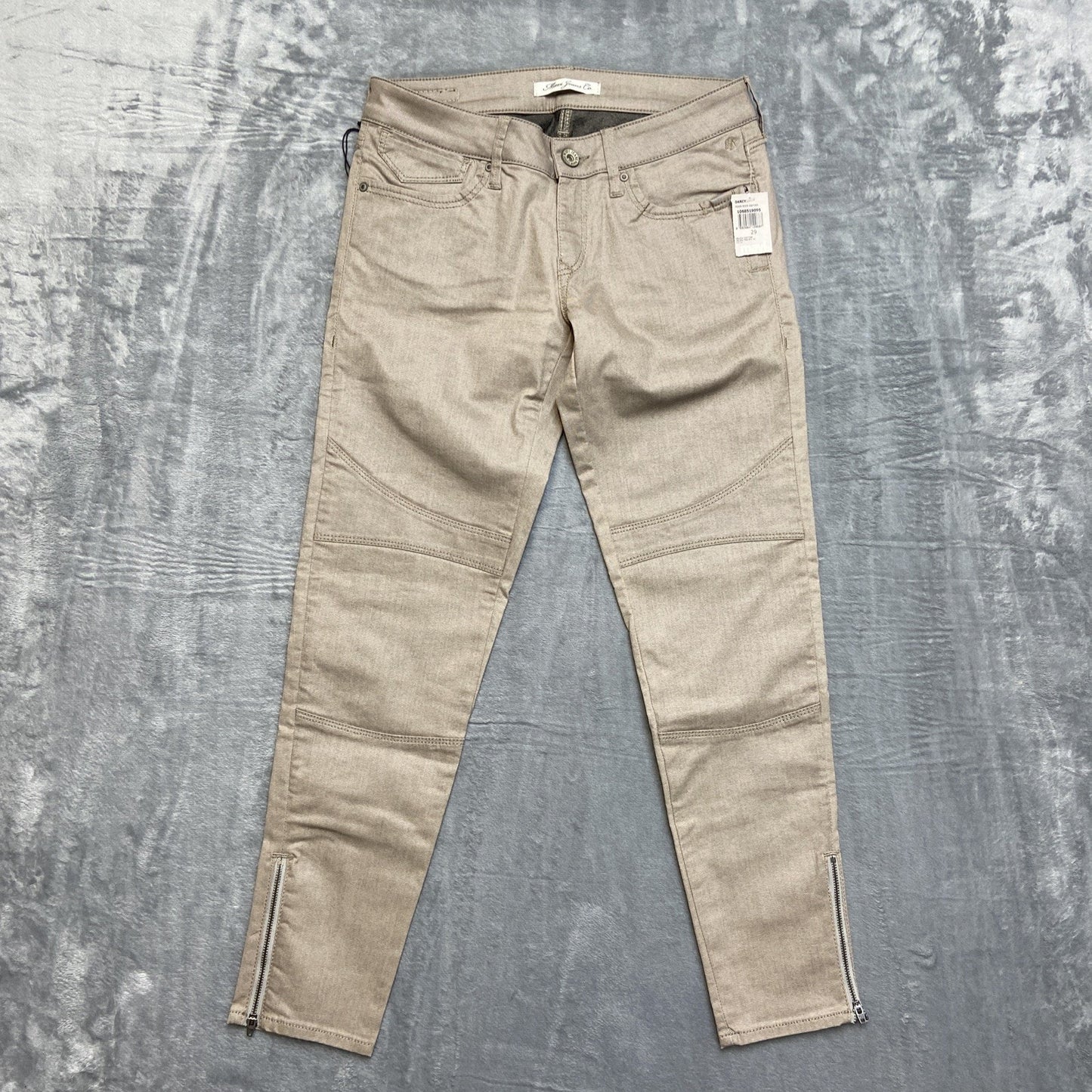 New Mavi Jeans Leather Moon Jeathe Skinny Jeans Women's Size 29 Taupe Beige