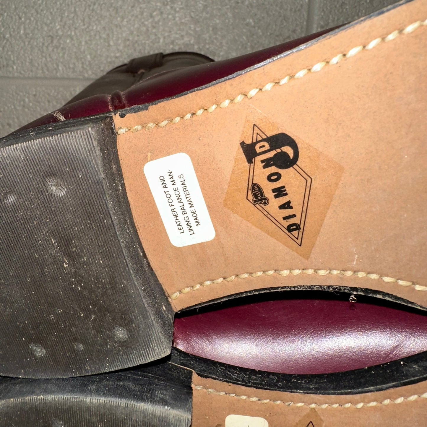 New Diamond J Deadstock Western Riding Boots Men's Size 6 Red Maroon Leather