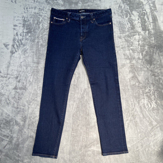 Express Selvedge Slim Jeans Mens Size 33x30 Blue Dark Wash Denim