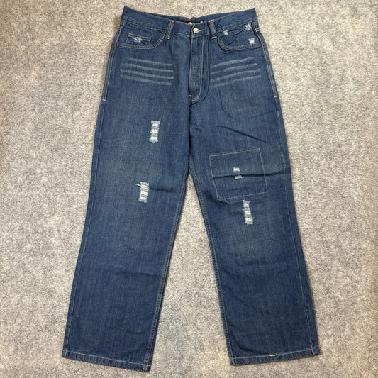 Vintage Jordan Craig Distressed Baggy Jeans Men's Size 34x30 Blue Denim Skater