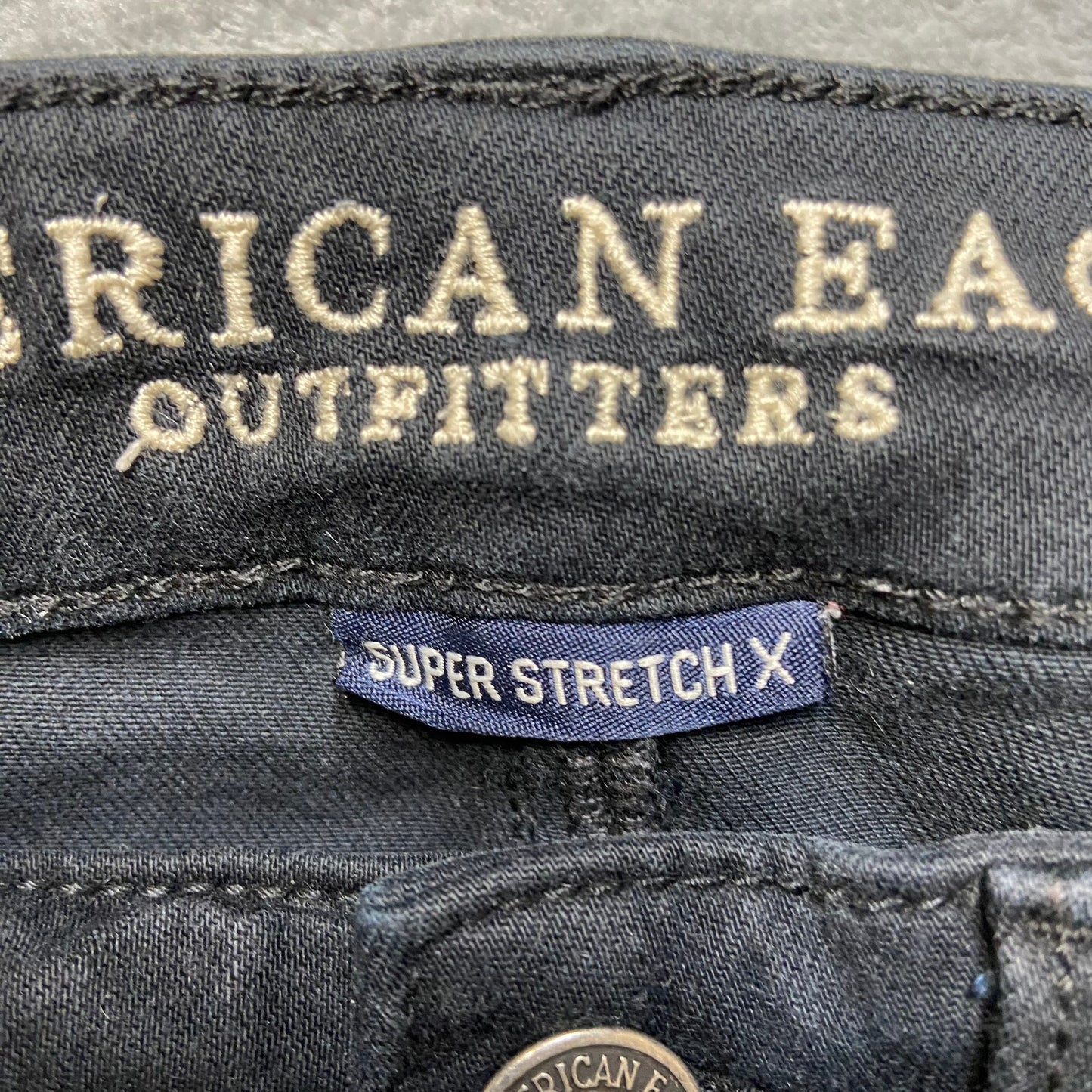 American Eagle Super Stretch Hi-Rise Jegging Women's Sz X Black Denim Button-Fly