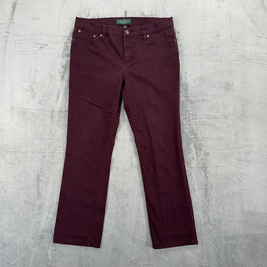 Lauren Ralph Lauren Women's Modern Straight Jeans 12P Burgundy