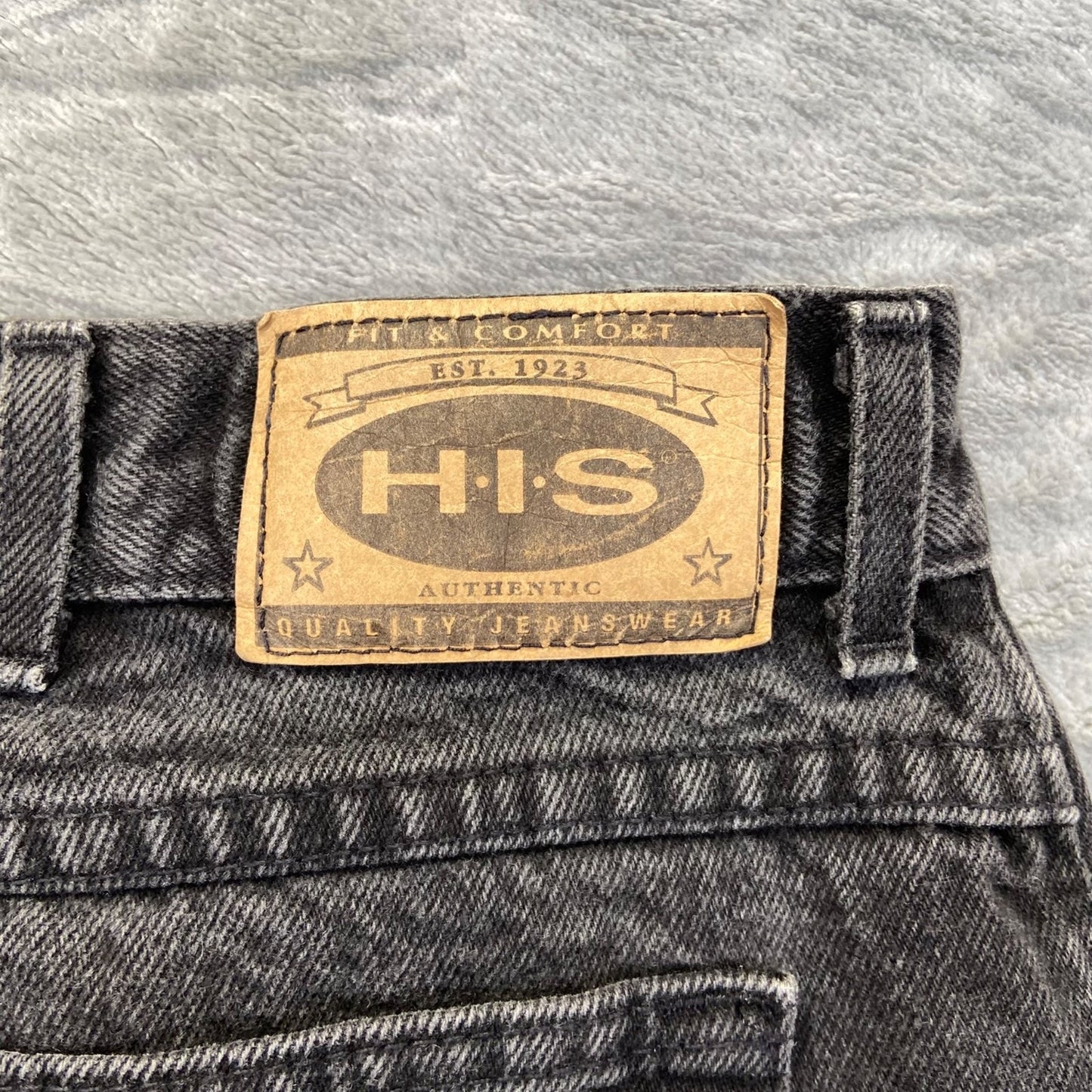 Vintage H.I.S. Straight Leg Jeans Men's 40x32 Black Denim Casual Paint Splatter