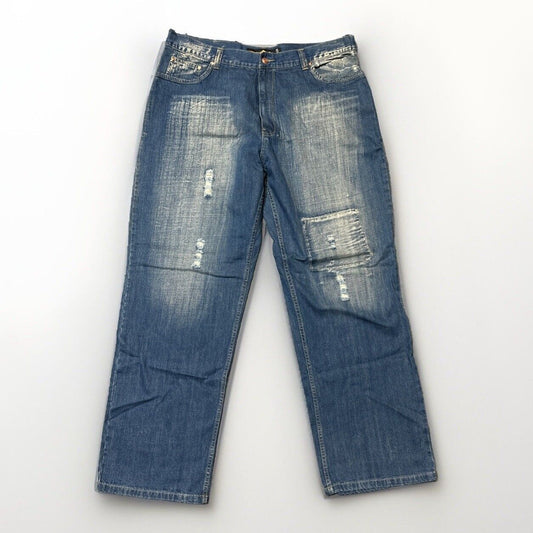 Vintage Jordan Craig Distressed Baggy Straight Jeans Men's Size 42x34 Blue