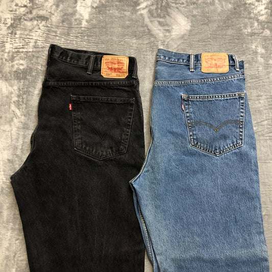 Lot of 2 Levi's 550 Work Jeans Men's Size 42x30 Black Blue Grade A/B Denim