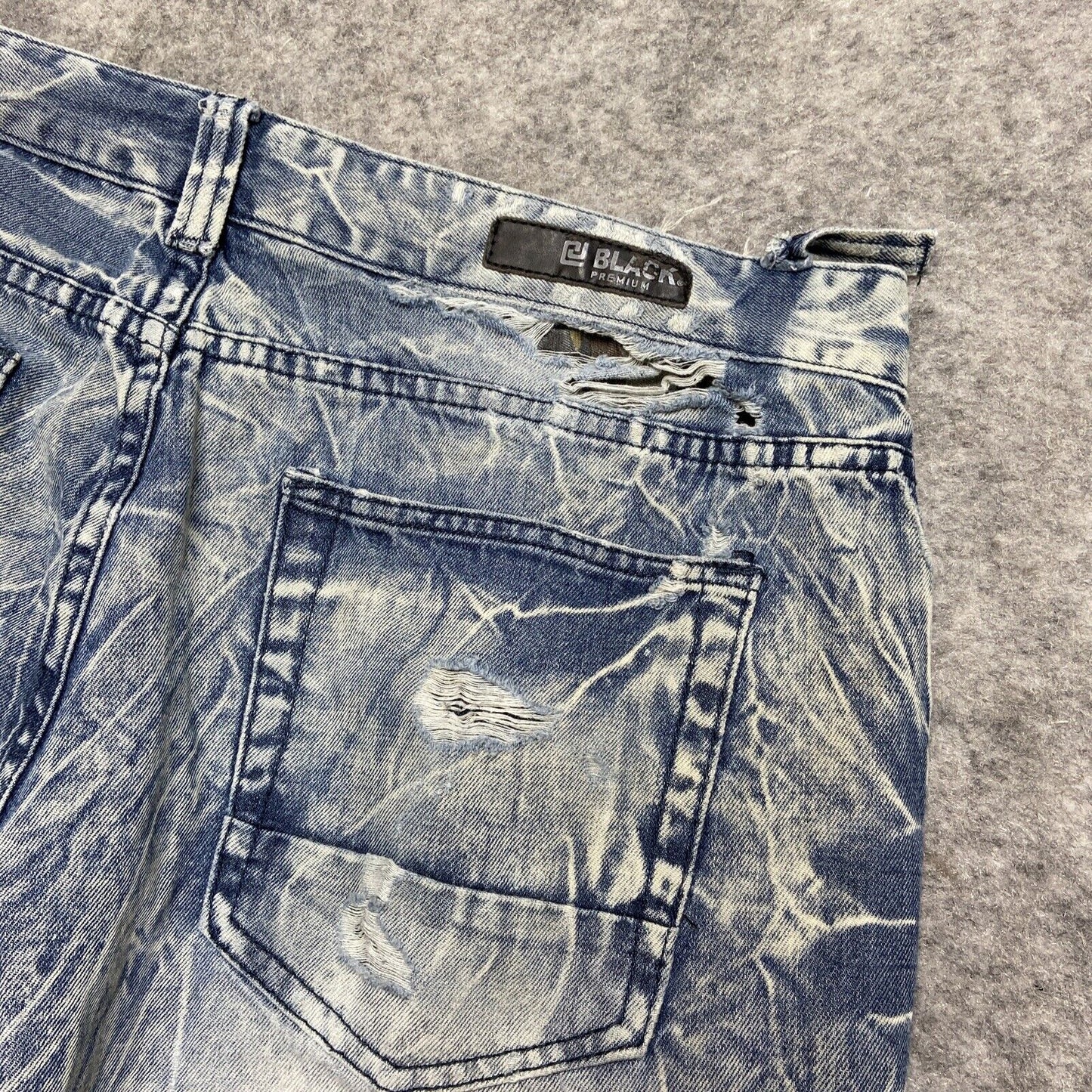 CJ Black Premium Distressed Slim Jeans Men's Size 38x32 Blue Acid Wash Hip Hop