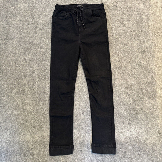 Steve's Jeans Boys Skinny Drawstring Jogger Size 16 Black Dark Wash Denim