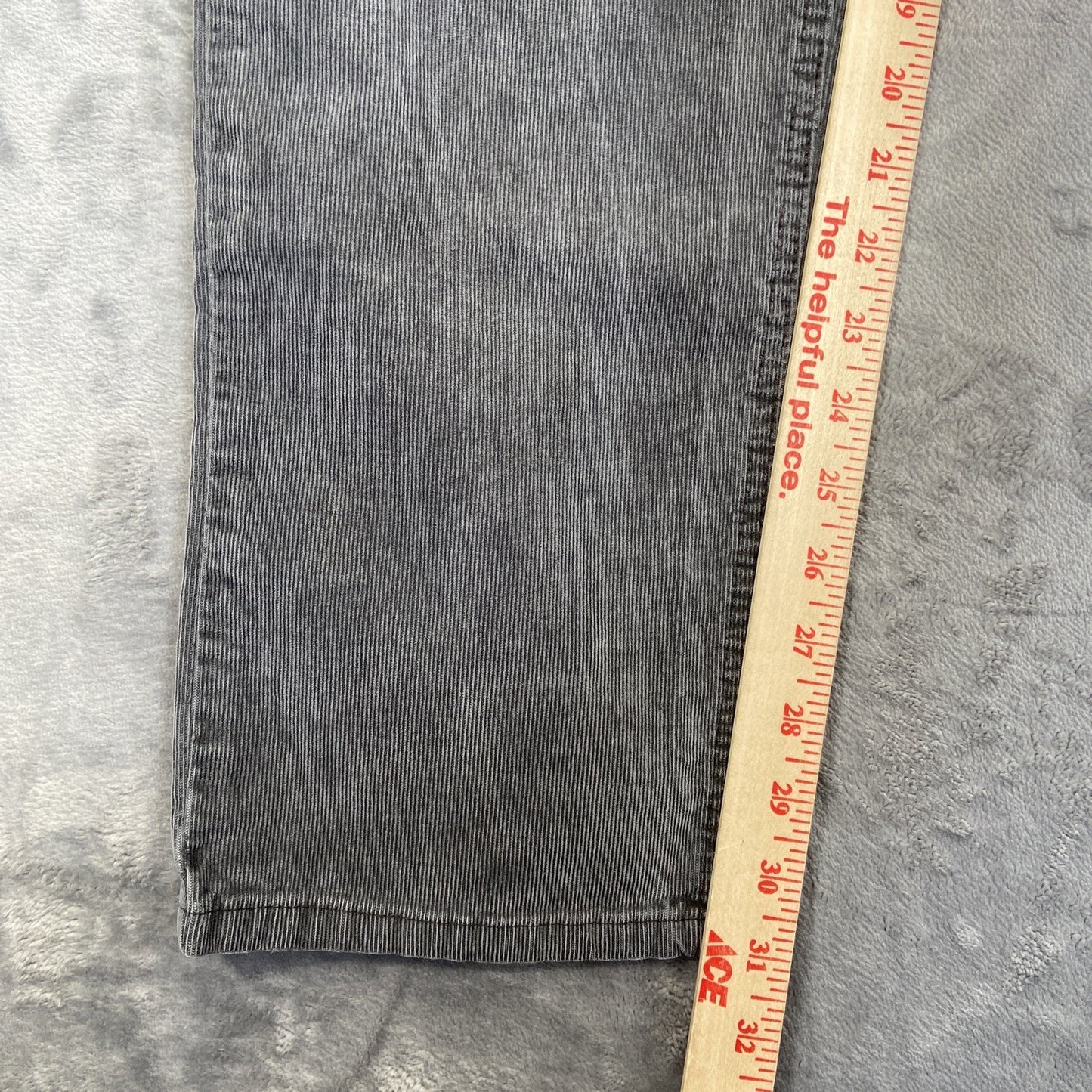 PRANA Slim Fit Corduroy Straight Jeans Men's Size 33x32 Gray Denim