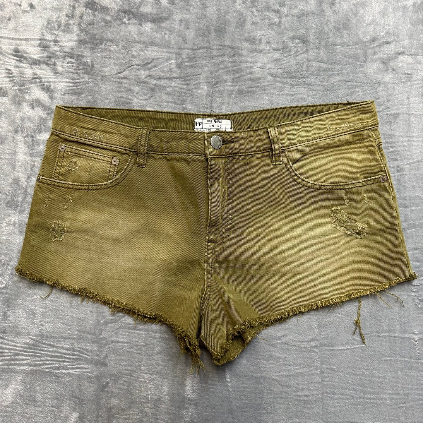 Free People Cut-Off Shorts Women's Size 31 Green Faded Denim