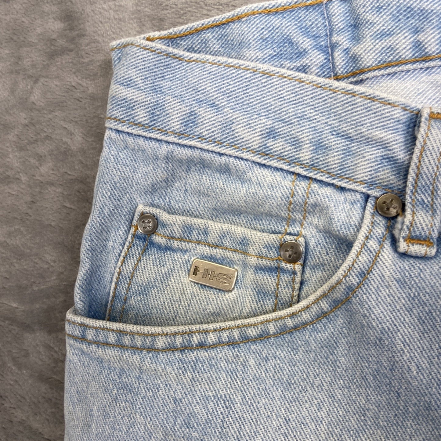 Vintage H.I.S. 90s Y2K Straight Jeans Men's Size 36x30 Light Blue Denim