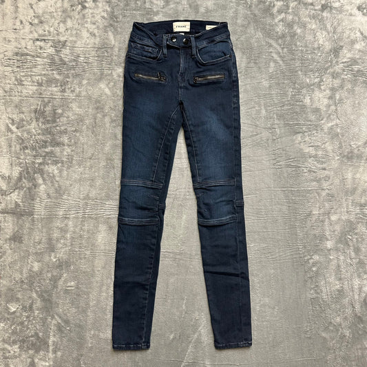 FRAME Le Skinny de Jeanne Moto Jeans Women’s Size 23 Dark Blue Denim