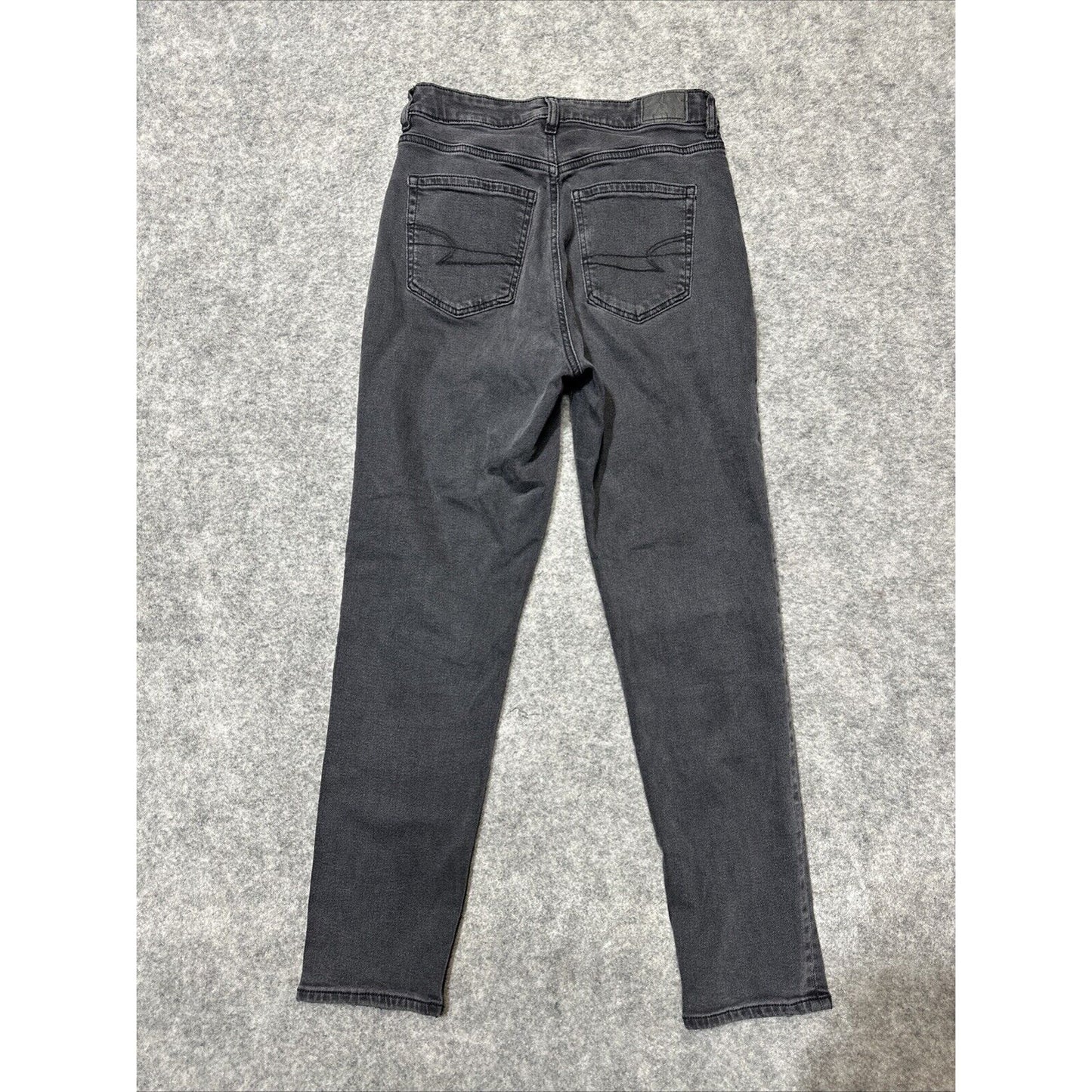 American Eagle Stretch Mom Jean Women's Straight Jeans Size 4 Black Gray Denim