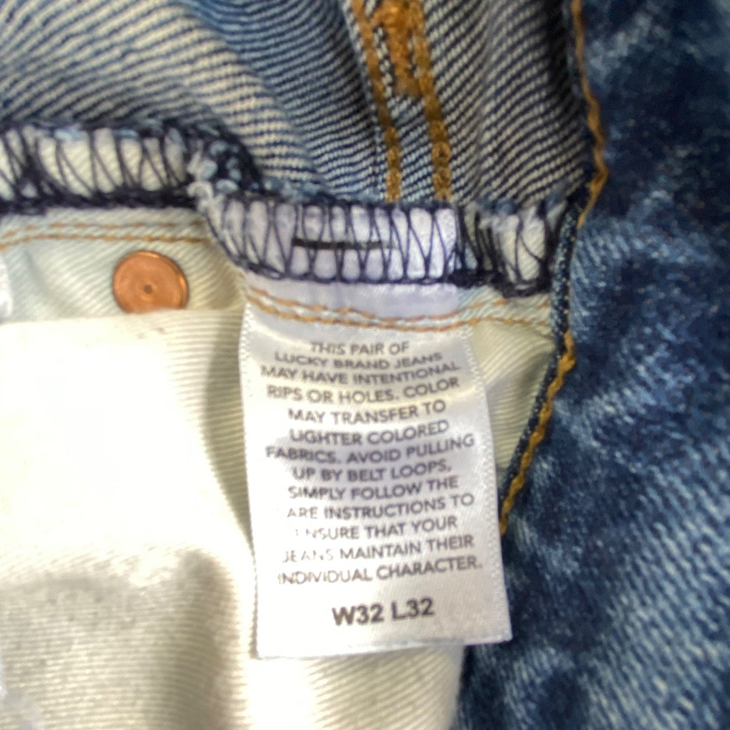 Lucky Brand 121 Slim Straight Jeans Men's 32x32 Blue Denim Casual
