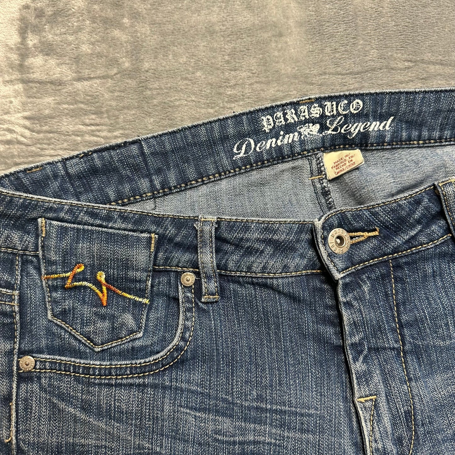 Vintage Parasuco Embroidered Stacked Skinny Jeans Women’s Size 11 Blue Denim Rare