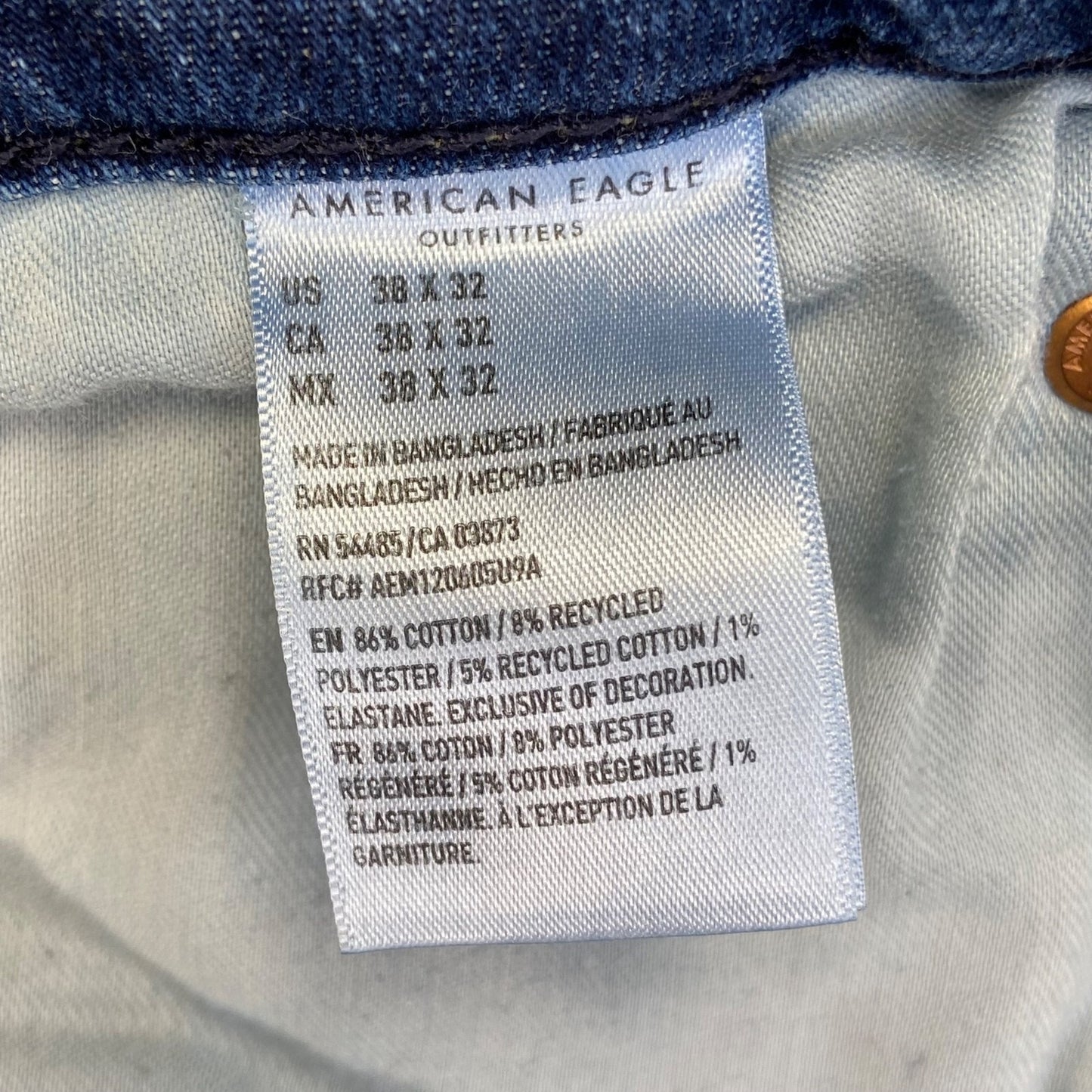 American Eagle Men's Airflex Slim Straight Jeans 38x32 Blue Dark Wash Denim