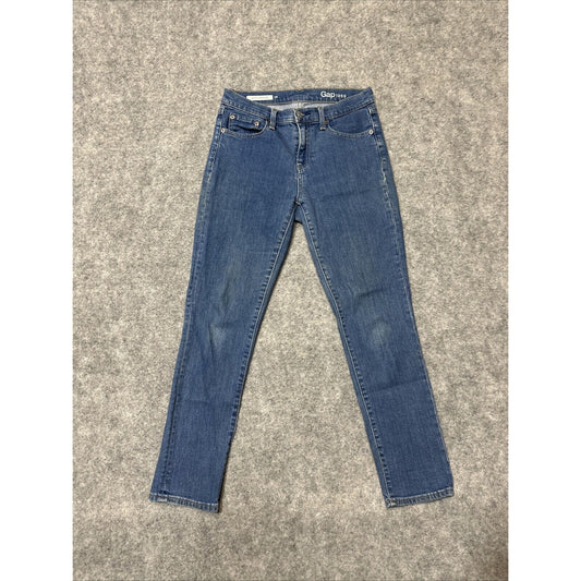 Gap 1969 Girlfriend Women's Straight Jeans Size 26 Blue Medium Wash Denim
