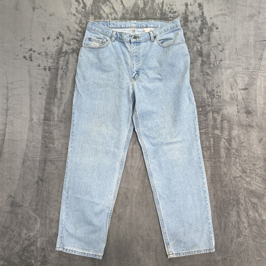 Vintage H.I.S. 90s Y2K Straight Jeans Men's Size 36x30 Light Blue Denim