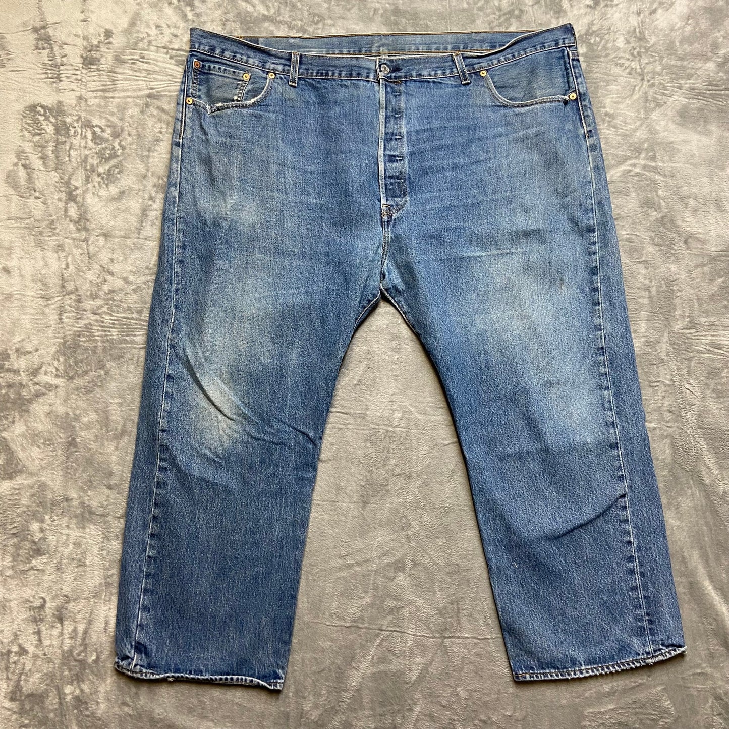 Levi's 501 Straight Jeans Men's Big & Tall Sz 50x29 Blue Medium Wash Button-Fly