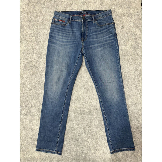 Tommy Hilfiger Mens Straight Jeans Size 34x32 Blue Medium Wash Denim