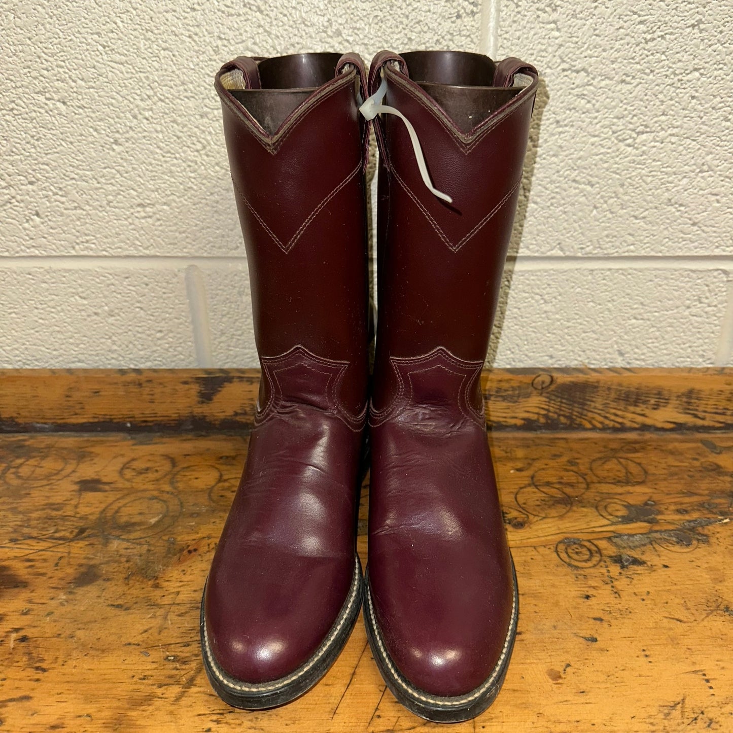 New Diamond J Deadstock Western Riding Boots Men's Size 6 Red Maroon Leather