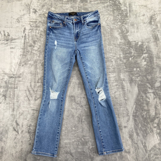 Rachel Roy Distressed Straight Jeans Women's Size 28 Blue Denim